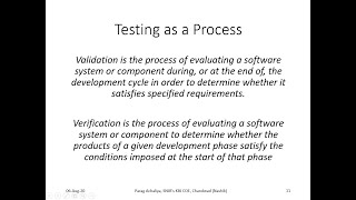 Validation amp Verification Definitions of Testing some other basic definitions [upl. by Gonnella]