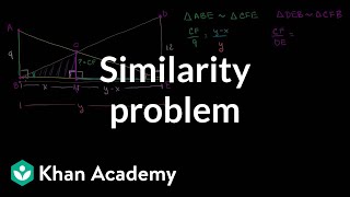 Challenging similarity problem  Similarity  Geometry  Khan Academy [upl. by Googins]