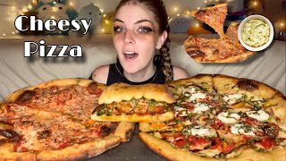 CHEESY PIZZA MUKBANG Vegan [upl. by Anaik425]