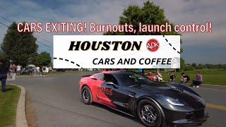 Cars leaving The Houston co Cars and Coffee Crazy pulls burnouts and launches [upl. by Caron]