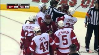 Nicklas Lidstrom gets hit by Taylor Pyatt 041811 [upl. by Aya]