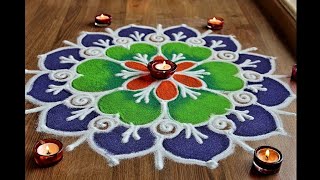 Easy and Quick freehand Rangoli designs with colours Diwali rangoli designs by Shital Daga [upl. by Eda]