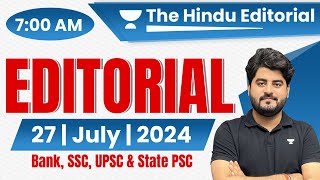 27 July 2024  The Hindu Analysis  The Hindu Editorial  Editorial by Vishal sir  Bank  SSC UPSC [upl. by Hale18]