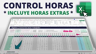 Plantilla para Calcular HORAS TRABAJADAS en Excel  Incluye HORAS EXTRAS Sin Macros [upl. by Wye691]