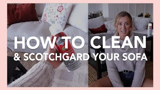 HOW TO SCOTCHGARD YOUR COUCH  Clean amp Protect Your Upholstery [upl. by Gamali406]