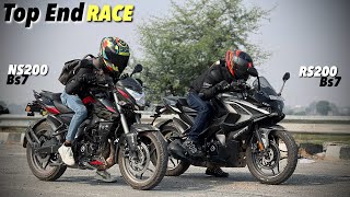 BAJAJ RS200bs7 vs NS200bs7 DRAG RACE🔥 [upl. by Kronick]