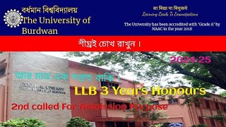 New Update LLB 3 Years  Admission Notification  2nd Called  Burdwan University [upl. by Ahcorb]