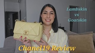 Chanel19 Bag Review  Lambskin vs Goatskin [upl. by Hepsoj]