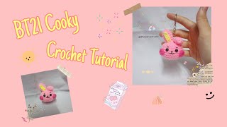 BT21 Cooky Crochet Tutorial keychain size [upl. by Ilatan]