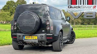 Land Rover Defender V8 P525 Quicksilver  REVIEW on AUTOBAHN [upl. by Zetrac]