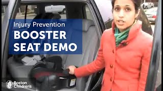 Booster Seat Demonstration  Injury Prevention  Boston Childrens Hospital [upl. by Aryajay241]