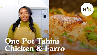 OnePot Vinegar Tahini Chicken and Farro Recipe  Healthy and Quick Prep [upl. by Naujak]