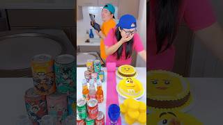 Yellow foods vs Popular drinks ice cream challenge🍨 funny by Ethan Funny Family [upl. by Elwira]