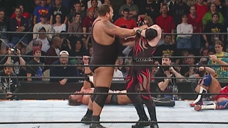 Kane shows off his immense strength by lifting Big Show overthetoprope Royal Rumble 2002 [upl. by Eciralc393]