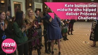 Kate bumps into midwife who helped deliver Princess Charlotte [upl. by Cuttie]