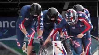 Winter Olympics Bobsled  Mechanics of Sprint Start [upl. by Okiram]