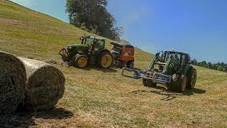 John Deere 6150r amp Kuhn VB 2160 beim Heuballen Pressen Lohnunternehmen TSchaller [upl. by Pratt]