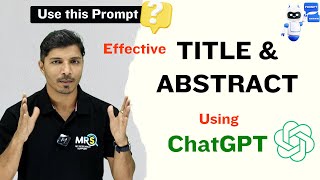 Excellent Title Abstract and Keywords by Using ChatGPT II Research Paper II My Research Support [upl. by Haron754]