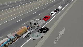 NTSB Animation  Multivehicle Collision  Milk Tank Combination Vehicle and Stopped Traffic Queue [upl. by Salta]