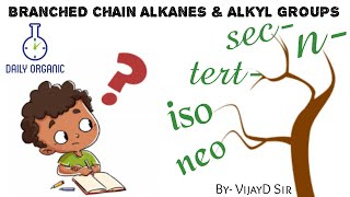 Branched Chain Alkanes amp Alkyl Groups n sec tert iso neo  JEE  NEET  By VijayD Sir [upl. by Ulita]