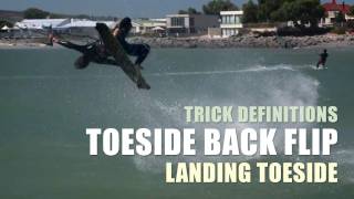 Toeside Back Flip Landing Toeside  Kitesurfing Trick Definition [upl. by Brandice477]