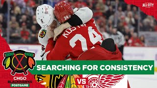 The Chicago Blackhawks lose 51 to the Detroit Red Wings on the road  CHGO Blackhawks Postgame [upl. by Anicnarf33]