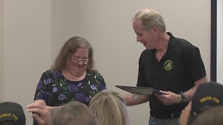 Woman honored for saving motorcyclists life [upl. by Arracat]