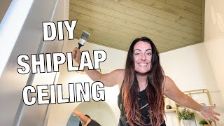 SHIPLAP CEILING  Half bath part 2 [upl. by Dnob]