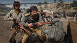 Red Dead Redemption 2 NPC Fights Odriscolls vs Lemoyne Raiders Gang War [upl. by Onailimixam]