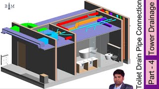 Toilet Drain Pipe Connection in Revit  Tower Drainage Part  4  Explained By Sanjay Si [upl. by Reiners]