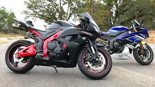 FIRST TIME ON A HONDA CBR 600RR  HONDA CBR VS YAMAHA R6  CBR 600RR REVIEW [upl. by Ediva]