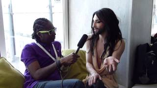 Interview Conchita Wurst Austria  London Eurovision Party 2014  wiwibloggs [upl. by Ynatsed]