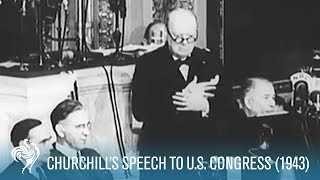 Sir Winston Churchills Fighting Speech To US Congress 1943  British Pathé [upl. by Albina]