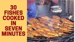 30 Fishes cooked in 7 minutes  Village Style Cooking  Indian street food  Pan Fried Fish [upl. by Nnylassej630]