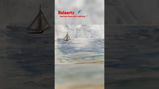 Seascape Drawing Watercolour TutorialWatercolour Painting easy Balaartz 🖌️ Thoothukudi Beach ⛱️ [upl. by Notserp]