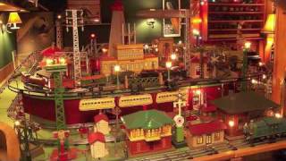 GLENNS PRE WAR TINPLATE TOY TRAIN LAYOUT [upl. by Savage]