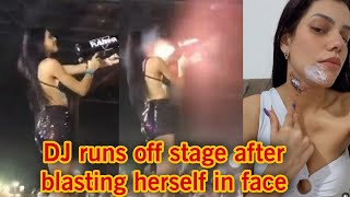 DJ runs off stage after blasting herself in face with confetti cannon [upl. by Favrot549]