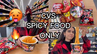 🇰🇷CVS RED SPICY FOOD CHALLENGE ONLY 🥵🌶️ clothes shopping in Downtown  street food🛍️ [upl. by Renrut]