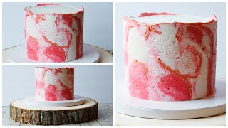 Marbled buttercream cake decorating tutorial [upl. by Akeenahs]