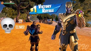 Thanos Snaps Half the Lobby 🤞  Fortnite ZB Solo Squads Gameplay  52 Eliminations [upl. by Haerr]