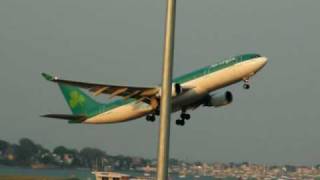 Aer Lingus Airbus A330200 Takeoff From Boston [upl. by Stent]