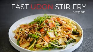 FAST Weeknight Udon Noodles Stir Fry Recipe [upl. by Yerg]