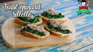 Recette dapéro  Les toasts épinard et rillette [upl. by Enitsirhk491]