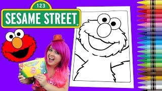 Coloring Elmo Sesame Street Coloring Book Page Crayola Crayons  KiMMi THE CLOWN [upl. by Holmann]