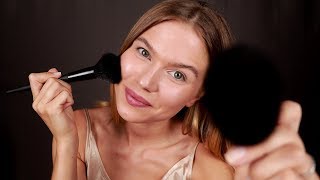 ASMR Brushing Your Face to Help You Sleep Close Up Personal Attention [upl. by Aray]