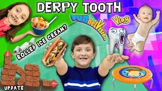 Mikes DERPY Stubborn Tooth Rolled Up Ice Cream Backyard Fort Updates FUNnel Family Vlog [upl. by Dana]