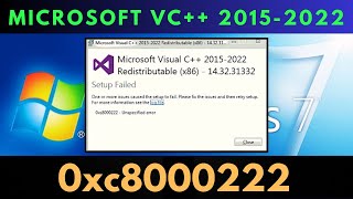 SOLVED Microsoft Visual C 20152022 installation error 0xc8000222  Unspecified error 0xc8000222 [upl. by Alleuqram]