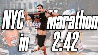 NYC MARATHON WITH GOPRO Running a PB of 242 [upl. by Minnie]