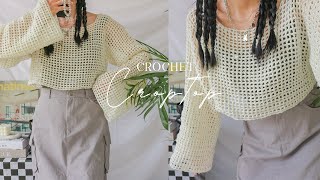 Crochet Croptop🤍 Hướng dẫn móc Croptop lưới tay dài đón hè 2023🤍 Vyvascrochet [upl. by Natika]