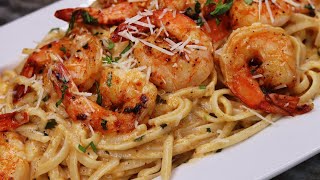 The Secret To Make A Delicious Creamy Shrimp Scampi Pasta Recipe  30 Minute Meal [upl. by Lletniuq]